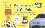 Nº198  TARJETA DE MALTA  TAX FREE DE VW POLO CAR-COCHE - Malta