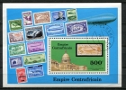 Central African Republic 1977 Sheet Sc C187 Used Stamp On Stamp. 75th Anniv Of Zeppelin - Zeppeline