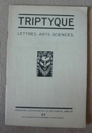 Triptyque N° 54 - Lettres. Arts. Sciences - Französische Autoren