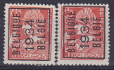 BELGIË - PREO - 1934 - Nr 278 A (Kleurnuance)- BELGIQUE 1934 BELGIË - (*) - Typos 1932-36 (Cérès Und Mercure)