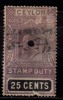 Ceylon Fiscal / Revenue Used, 25c Edward 25c Stamp Duty, - Ceylon (...-1947)