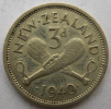Nouvelle Zélande New Zealand 3 Pence 1940 Km 7 - Nieuw-Zeeland