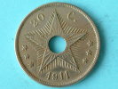 1911 - 20 CENT / KM 19 ( Uncleaned - For Grade, Please See Photo ) ! - 1910-1934: Albert I.
