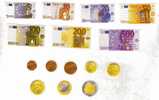 BILLET ET PIECE - EURO - JEU DE 8 PIECES ET 7 BILLETS MINI FORMAT - Other & Unclassified