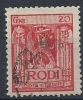 1929 EGEO USATO PITTORICA 20 CENT  D.11 - RR9446 - Egée