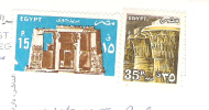 Egyptologie: 2 Timbres EGYPTE / Egypt Sur Carte ; Colonnes  Temple, Sphinx ; TB - Egyptologie