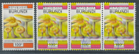 VEND TIMBRES DU BURUNDI N° 977 ( Y & T ) EN BANDE DE 3 , COULEURS DECALLEES + ORIGINAL - Usati