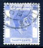 Hong Kong GVI 1938 30c Blue Definitive Value, Fine Used - Usati
