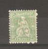 SWITZERLAND - 1881 HELVETIA ISSUE 25c PALE GREEN MH * - Ongebruikt