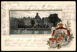 ALTE PRÄGE POSTKARTE BÜCKEBURG SCHLOSS PRÄGEKARTE WAPPEN 1902 Residenzschloss Castle Gold Embossed Gaufrée Coat Of Arms - Bueckeburg