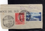 SOMALIA AFIS 1950 1951 POSTA AEREA AIR MAIL VEDUTE 3 S + 35 C SOGGETTI AFRICANI USATO SU FRAMMENTO - Somalia (AFIS)