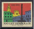 Viñeta Checoslovaquia. 700 Años LIPNOKA Nad B,  1965, Label, Cinderella * - Errors, Freaks & Oddities (EFO)