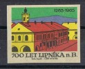 Viñeta Checoslovaquia. 700 Años LIPNOKA Nad B,  1965, Label, Cinderella * - Errors, Freaks & Oddities (EFO)