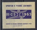 Viñeta Checoslovaquia. Aptitud Para Deporte Fisico, III CS 1965 * - Variétés Et Curiosités