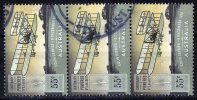 Australia 2010 Centenary Of Powered Flight 55c Vertical Strip Of 3 Used - Gebruikt