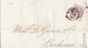 5497# GRANDE BRETAGNE Y&T N° 79 VICTORIA / LETTRE Obl LONDON 1887 Pour BORDEAUX GREAT BRITAIN ROYAUME UNI UNITED KINGDOM - Usados