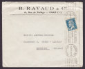 France R. RAVAUD & Cie, TMS Cancel PARIS 50 R. St. Denis 1927 Cover To MENZIKEN Suisse Switzerland (2 Scans) - 1922-26 Pasteur