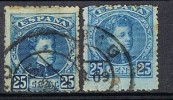Dos Sellos 25 Cts Alfonso XIII 1901. Variedad Numeracion, Num 248 I º - Usados