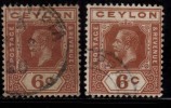 Ceylon Used, 6c Scarlet X 2, - Ceylan (...-1947)