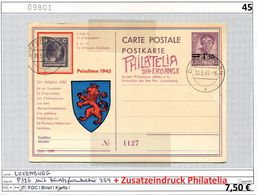 Luxemburg 1945 - Luxembourg - Michel P 126 Mit Zusatzfrankatur 354 + Zusatzdruck Philatelia.... - Entiers Postaux