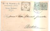 65054)cartolina B.ne G. Penna & C. Di Scicli Con Due Valori Di 5c Leone Più Annullò 25/10/1911 - Ragusa