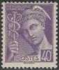 F - France (1938-41) - Type Mercure. Typographie, Dentelé 14x13 1/2. Y&T N°413. 40c. Violet. - 1938-42 Mercurius