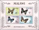 MALAWI 1966 BUTTERFLIES INSECTS SC# 40A S/S VF MNH CV$25.00 - Malawi (1964-...)