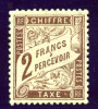 Frankreich, Portomarken Timbre Taxe: Mi.N° 25 *, Maury, Yvert N°  26  * Avec Charnier , 2 Franc - 1859-1959 Postfris