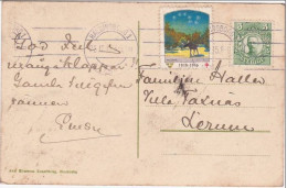 Delcampe - 1915 - VIGNETTE Sur CARTE POSTALE De BAMBERG EXPEDIEE De HALSINGBORG - NOËL - Lettres & Documents