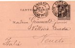 FRANCE ENTIER POSTAL POUR L'ITALIE 1898 - Kartenbriefe