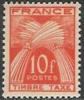F - France (1946-55) - Timbre Taxe Type "Gerbes". Typographie, Dentelé 14 X 13 1/2.  10f. Rouge-orange. Y&T N°T86. - 1859-1959 Nuevos