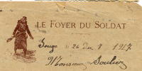 Lettre A Entête Foyer Du Soldat De 1917 Camp De Souge Gironde Mitrailleur WWI Guerre 14 18 Première Guerre Mondiale - WW1