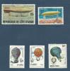 LOT De 5 Timbres De " MONGOLFIERE & ZEPPELIN " , De: COTE D' IVOIRE , ROUMANIE , ZAIRE & RWANDA - Montgolfières