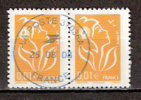 Timbre France Y&T N°3731b X2 (03) Obl. Paire. Marianne De Lamouche 0.01 €.(Phil@poste)  Jaune. Cote 0.30 € - 2004-2008 Marianne De Lamouche