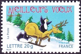 France Autoadhésif ** N°   69 Ou 3855 - Meilleurs Vœux Pour 2006 - Manchot Et  Renne Sur Une Luge - Unused Stamps