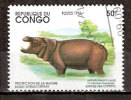 Timbre Congo Y&T N° 994 Oblitéré.Hippopotame Pygmée. 50 F. Cote 0.30 € - Gebraucht