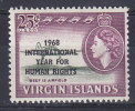 British Virgin Islands 1968 Mi. 187     25 C Queen Elizabeth II. & Airfield Aeroplane Overprinted Human Rights Year MNH* - Britse Maagdeneilanden