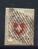 14.I.  Croix Encadrée,  POSTE LOCALE  2 1/2 Oblitéré Quatre Marges - 1843-1852 Federale & Kantonnale Postzegels