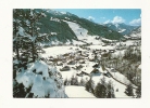 Cp, 74, La Chapelle D'Abondance, VUe Générale Et Les Pistes Du Crêt-Béni, Voyagée 1989 - La Chapelle-d'Abondance