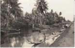 Unknown Location Southeast Asia, Canal Boats Natives, Japanese Writing On Back, C1910s/20s Vintage Real Photo Postcard - Other & Unclassified