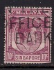 Singapore 1950 KGV1 10 Ct Purple Used Stamp SG 22. ( G464 ) - Singapour (...-1959)