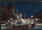 Roma Di Notte - Piazza Navona La Fontana - Viaggiata 1968 - Places & Squares