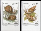 Algeria N° 1344/5 Non Dentelé Les Escargots Rumina Decollata & Helix Aspera - Coneshells