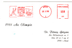 Romania 1988  Winter Games Calgary Temporar Obliteration Metermark RED 1x Post Card VERY RARE!! - Winter 1988: Calgary