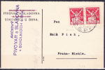 Tchécoslovaquie 1921, Carte Publicité Affr.Yvert 2x160 De Sokolnice Pour Praha - Storia Postale