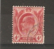 STRAITS SETTLEMENTS - 1903 EDWARD VII 4c RED USED ON PAPER - Straits Settlements