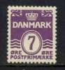 DANEMARK  / 1933-1940 # 211 - 7 O. VIOLET * / COTE 4.00 EURO (ref T995) - Unused Stamps