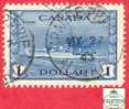 Canada # 262 Scott - Unitrade - O - 1 Dollar - Destroyer - Dated: 1942 / Bateau - Gebruikt