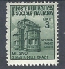 1944-45 RSI MONUMENTI DISTRUTTI 3 LIRE MH * SENZA FILIGRANA - RR9600 - Neufs