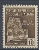 1944-45 RSI USATO MONUMENTI DISTRUTTI 10 CENT SENZA FILIGRANA - RR9600 - Afgestempeld
